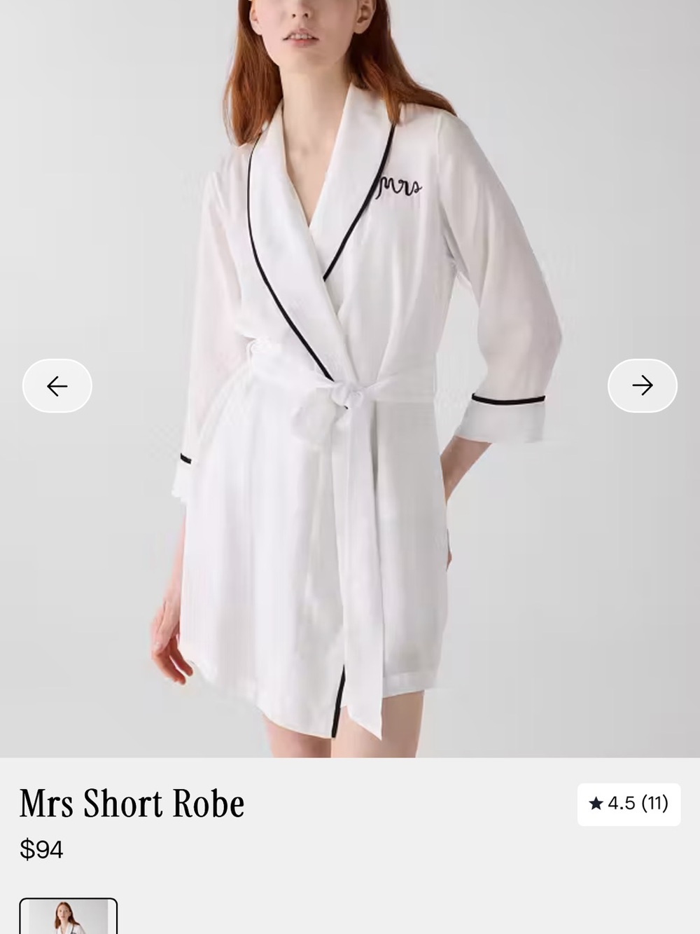 kate spade White Short Robe with Black Trim